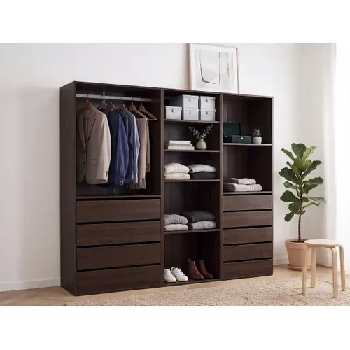 Kit Dressing " Opéra " Modulable - 3 éléments , 9 tiroirs et 7 étagères - Marron