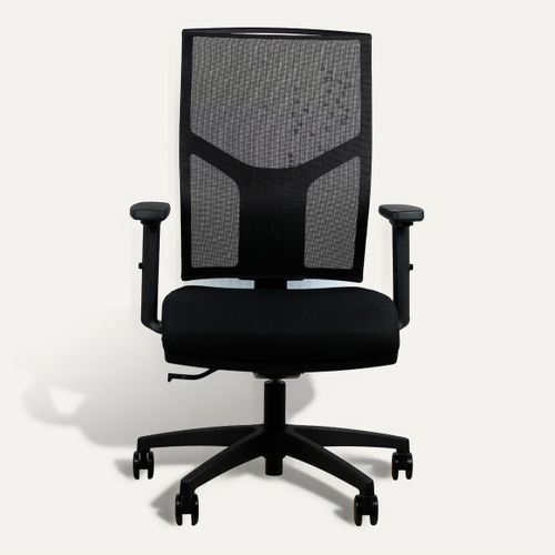 Fauteuil de Bureau Ergonomique MEDIA synchrone autorégulé noir vue de face