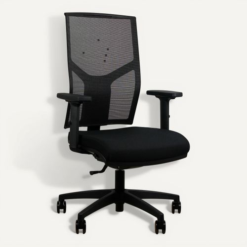Fauteuil de Bureau Ergonomique MEDIA synchrone autorégulé noir vue 3/4