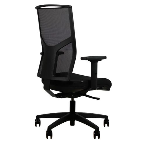 Fauteuil de Bureau Ergonomique MEDIA synchrone autorégulé noir vue de derrière