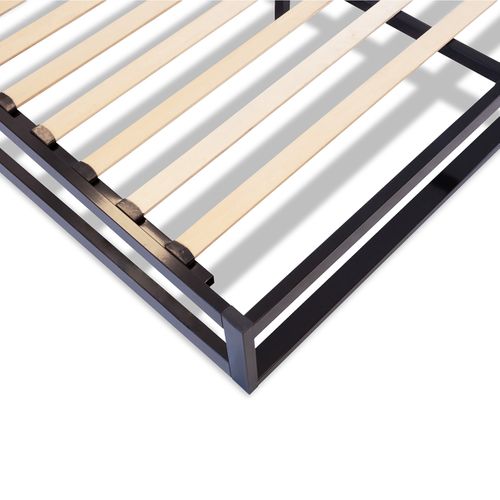 Sommier à Lattes En Métal Leonidas 160x200 Cm Coloris Noir Livré En Kit