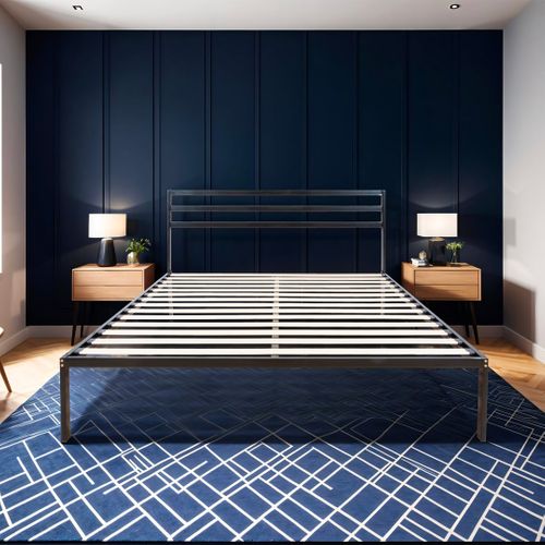 Sommier En Métal Avec Tête De Lit Quiétude 140x190 Cm - Livré En Kit