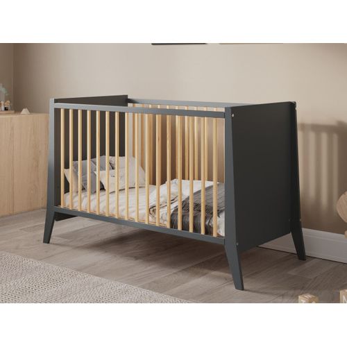 Lit Bébé évolutif Timeo 60x120 Cm (matelas Non Inclus) - Gris et Bois