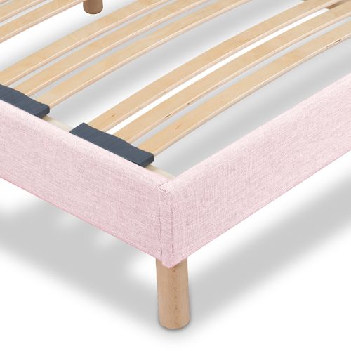 Sommier à Lattes En Bois Lumière 140x200 Cm Coloris Rose Livré En Kit