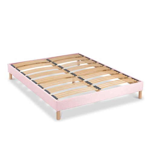 Sommier à Lattes En Bois Lumière 140x200 Cm Coloris Rose Livré En Kit