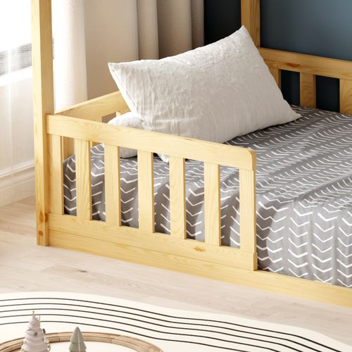 Lit Cabane Avec Barrière Nid Enchanté 90x190 Cm - Bois Naturel