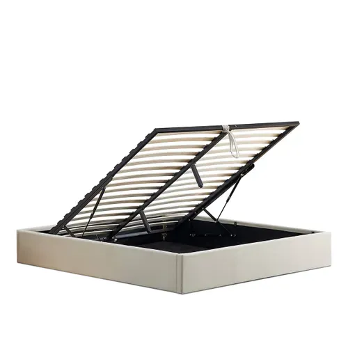 Lit Coffre Tissu Beige Atlas 140x190 Cm