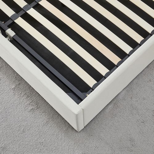 Lit Coffre Tissu Beige Atlas 160x200 Cm