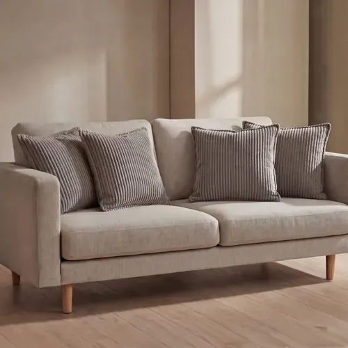 Lot De 4 Coussins Velours Côtelé Malo 40x40cm Coloris Gris Clair