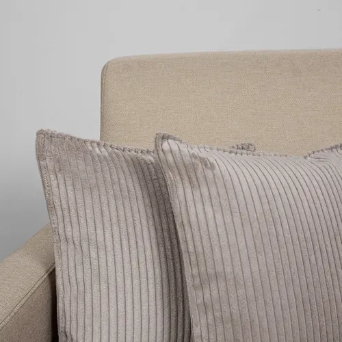 Lot De 4 Coussins Velours Côtelé Malo 40x40cm Coloris Gris Clair