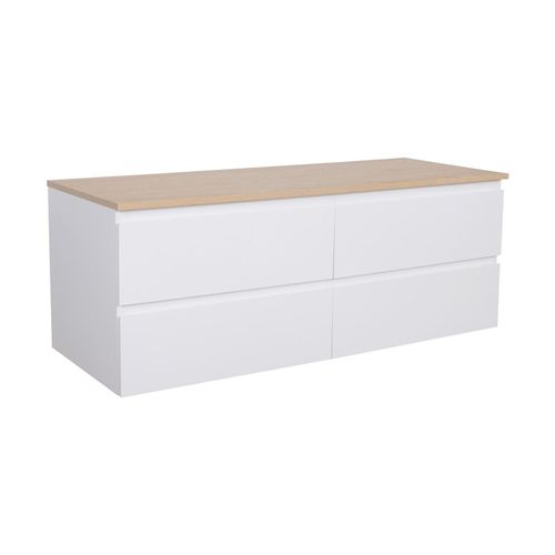 Meuble Double Vasque Sorrento Suspendu Avec Plan Effet Bois 120 Cm