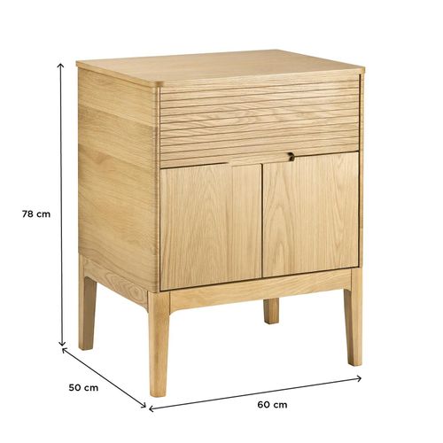 Ensemble Meuble Simple Vasque 60 Cm Chêne Naturel + Vasque Alaska