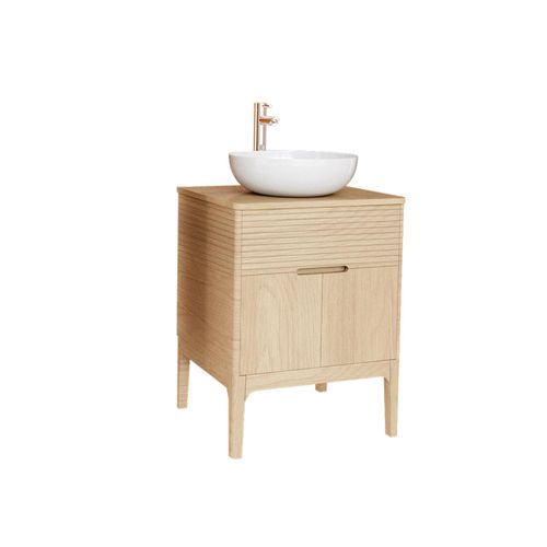 Ensemble Meuble Simple Vasque 60 Cm Chêne Naturel + Vasque Alaska