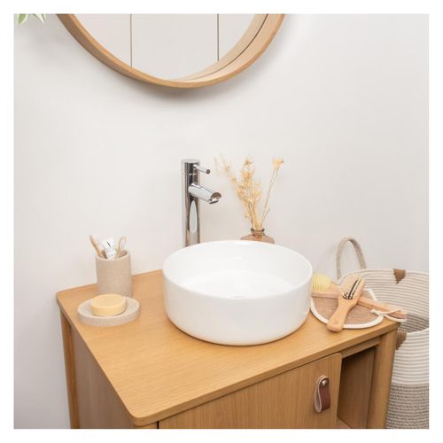 Vasque à Poser Ronde En Céramique Blanche 30,5cm