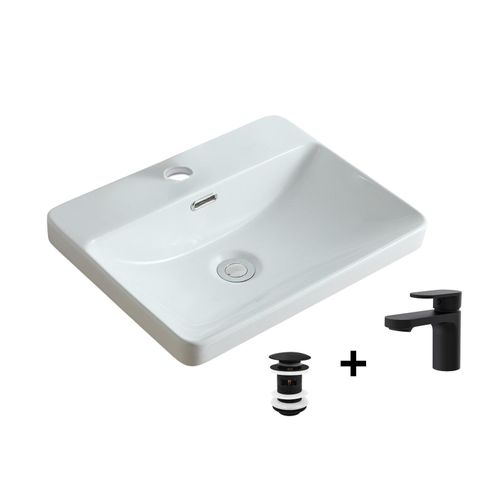 Vasque à Encastrer 48x37cm Lea + Robinet + Bonde