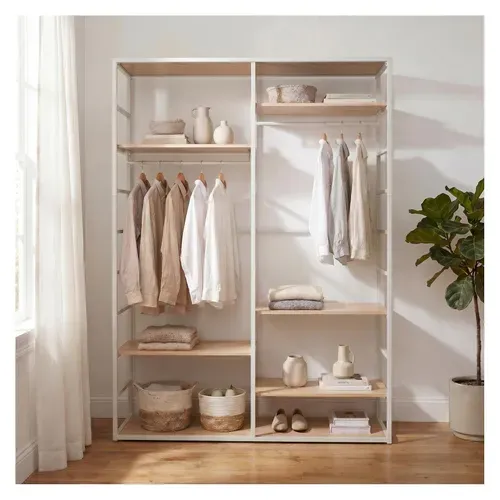 Portant Scala Bois Métal Blanc 120x180cm Penderie étagères