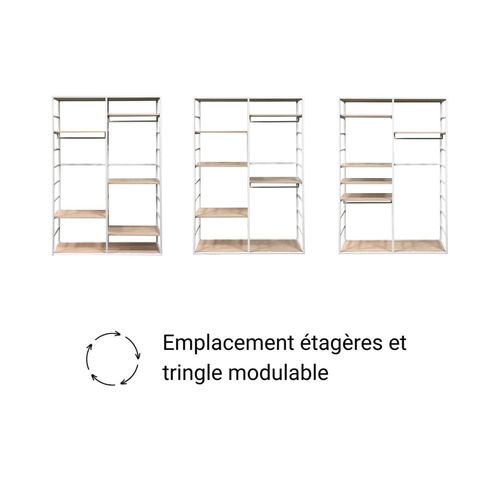 Portant Scala Bois Métal Blanc 120x180cm Penderie étagères