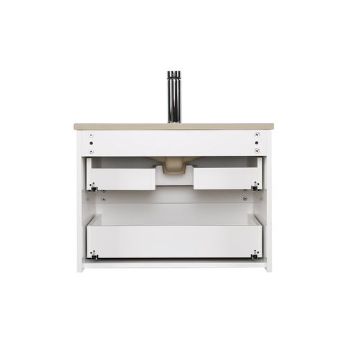 Ensemble Simple Vasque Sorrento 60cm Avec Plan Céramique Et Robinet Noir