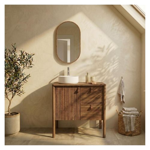 Meuble Joy Vasque 80cm Sur Pieds Placage Chêne Vasque À Poser - Noyer