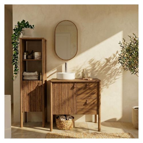 Meuble Joy Vasque 80cm Sur Pieds Placage Chêne Vasque À Poser - Noyer