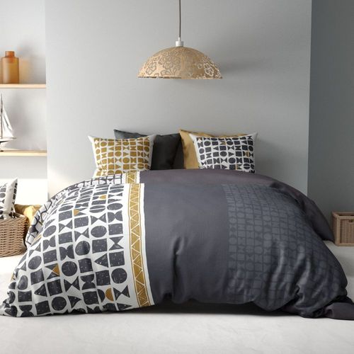 Housse De Couette Réversible 220x240 Cm + Taies D'oreiller, Coton 57 Fils, Union