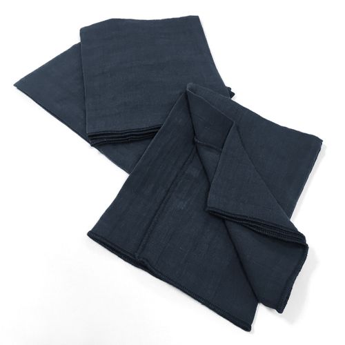 Lot De 3 Serviettes 40x40 Gaze De Coton Minuit