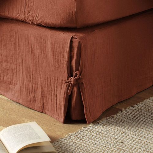Cache sommier 160x200 cm Gaze de coton Safran | Leroy Merlin Cache sommier 160x200 cm Gaze de coton Safran | Leroy Merlin