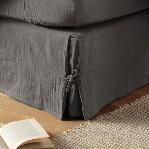 OUREA - Rideau Ajustable 140x300 Cm Gaze De Coton Granit 8 Anneaux Pince 3663738066129