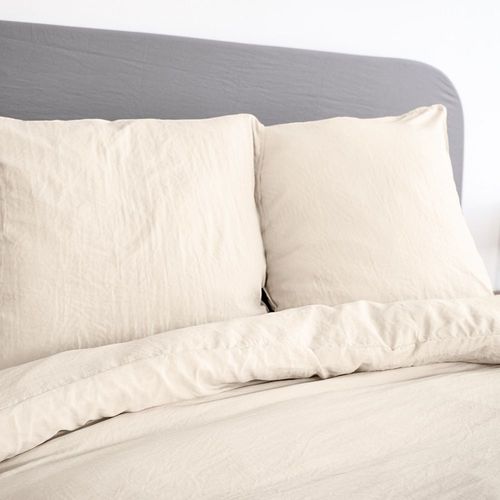 Housse De Couette 220x240 Cm + 2 Taies 100% Microfibre Lavé Sable