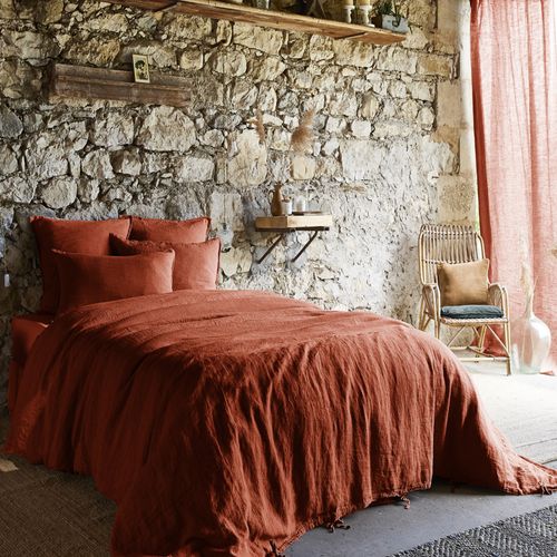 Housse De Couette 220x240 Cm Lin Français Paprika