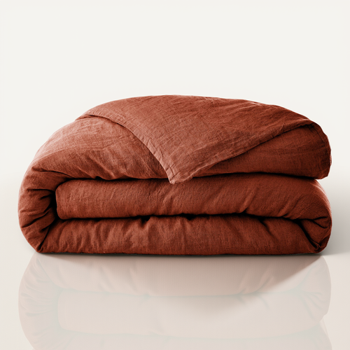 Housse De Couette 220x240 Cm Lin Français Paprika
