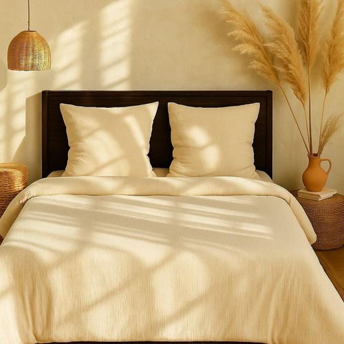 Parure De Lit 220x240 Cm Gaze De Microfibre Ecru Naturel