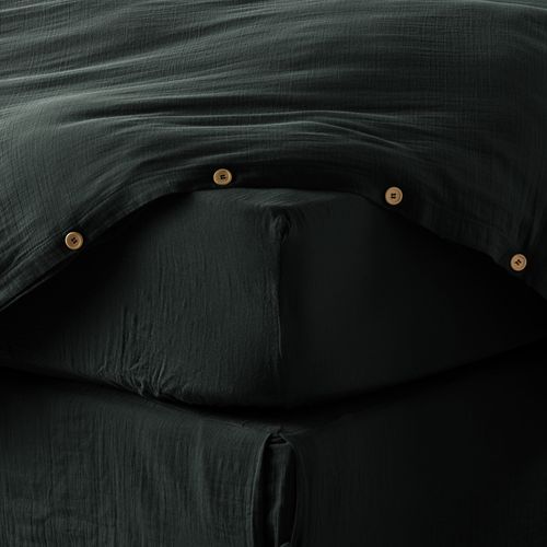 Drap Housse 90x190+30 Cm Gaze De Coton Terra Sapin