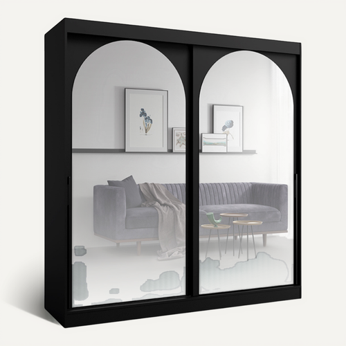 Armoire De Séjour En Bois Noir H. 215 X L. 200 X P. 65 Cm