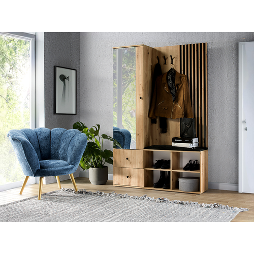 Meuble D’entrée Complet - Avec Penderie, Banc Et Étagères Chaussures - Kavi