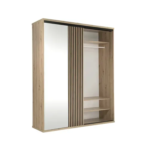 Grande Armoire Avec Miroir - L.179 X H.216 X P.60 Cm - Kavi