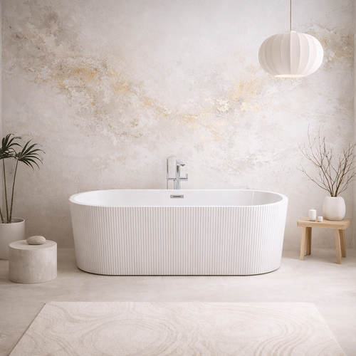 Baignoire Îlot Avec Vidage – 170 X 75 Cm – Blanc Brillant Rainuré– Magnolia