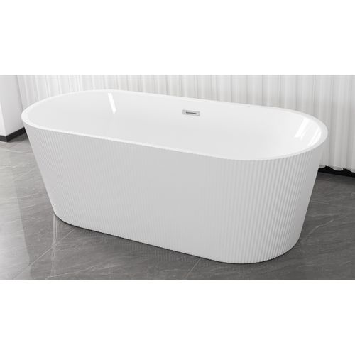 Baignoire Îlot Avec Vidage – 170 X 75 Cm – Blanc Brillant Rainuré– Magnolia