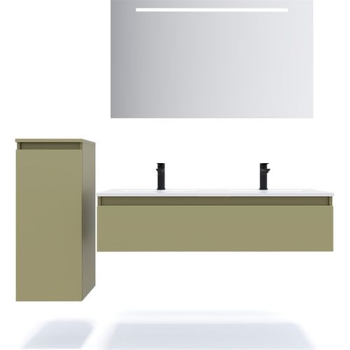 Meuble De Salle De Bain Double Vasque 120cm 1 Tiroir Vert - Hudson