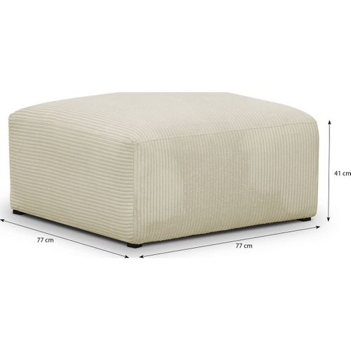 Pouf / Repose-pieds En Velours Côtelé Beige - Modulo