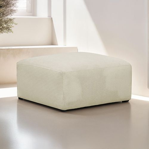 Pouf / Repose-pieds En Velours Côtelé Beige - Modulo