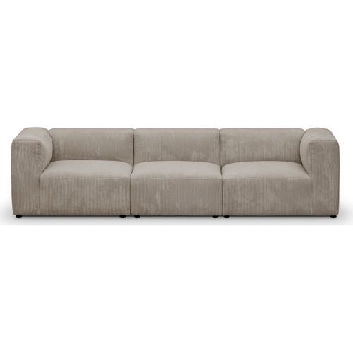 Canapé 4 Places En Velours Côtelé Taupe - Modulo
