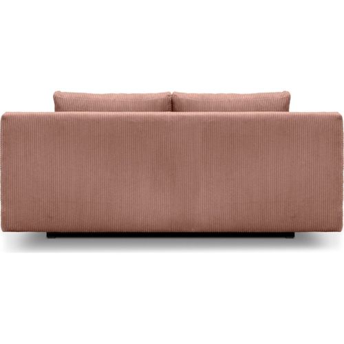 Canapé Convertible 3 Places Avec Coffre De Rangement En Velours Côtelé Rose Pâle - Laria New