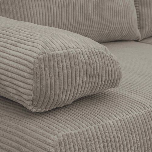 Canapé Convertible 3 Places Avec Coffre De Rangement En Velours Côtelé Taupe - Laria New