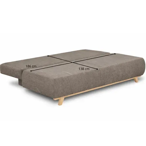 Canapé Convertible 3 Places Avec Coffre De Rangement En Velours Côtelé Taupe - Laria New