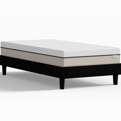 Ensemble Sommier 90x190 Tissu Noir + Matelas Hybride à Ressorts Ensachés Accueil Mémoire De Forme