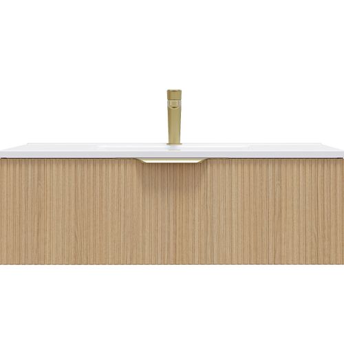 Meuble De Salle De Bain Vasque Intégrée 90cm 1 Tiroir Cannelé - Venice