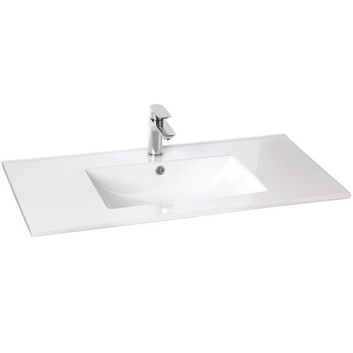 Meuble De Salle De Bain Vasque Intégrée 90cm 1 Tiroir Cannelé - Venice