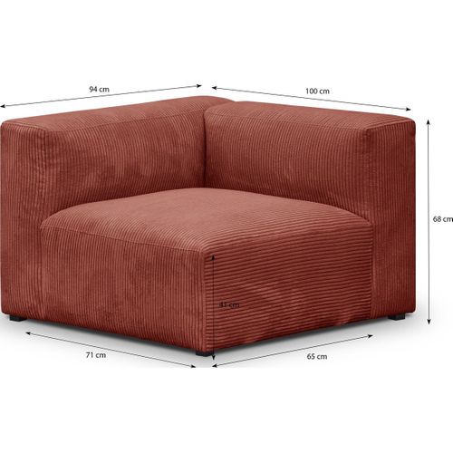 Canapé Modulable Panoramique 9 Places Ouvert à Gauche En Velours Côtelé Rouille - Modulo