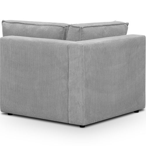 Canapé D'angle à Gauche Panoramique Convertible 8 Pl En Velours Côtelé Gris Clair - Harper Mod